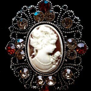 Vintage Style Victorian Queen's Cameo Antique Brooch Pin - Delicate & Lovely!!